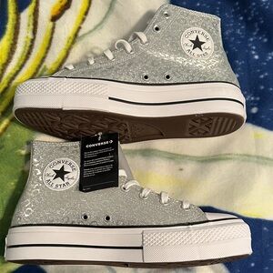 Converse Women's Silver Glitter High-Top Sneakers
